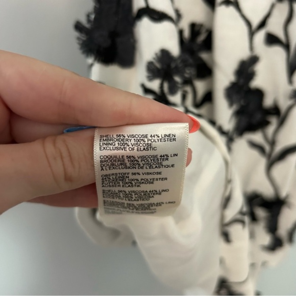 Anthropologie Sabrina Black & White Puff-Sleeve Applique Mini Dress - Picture 11 of 11